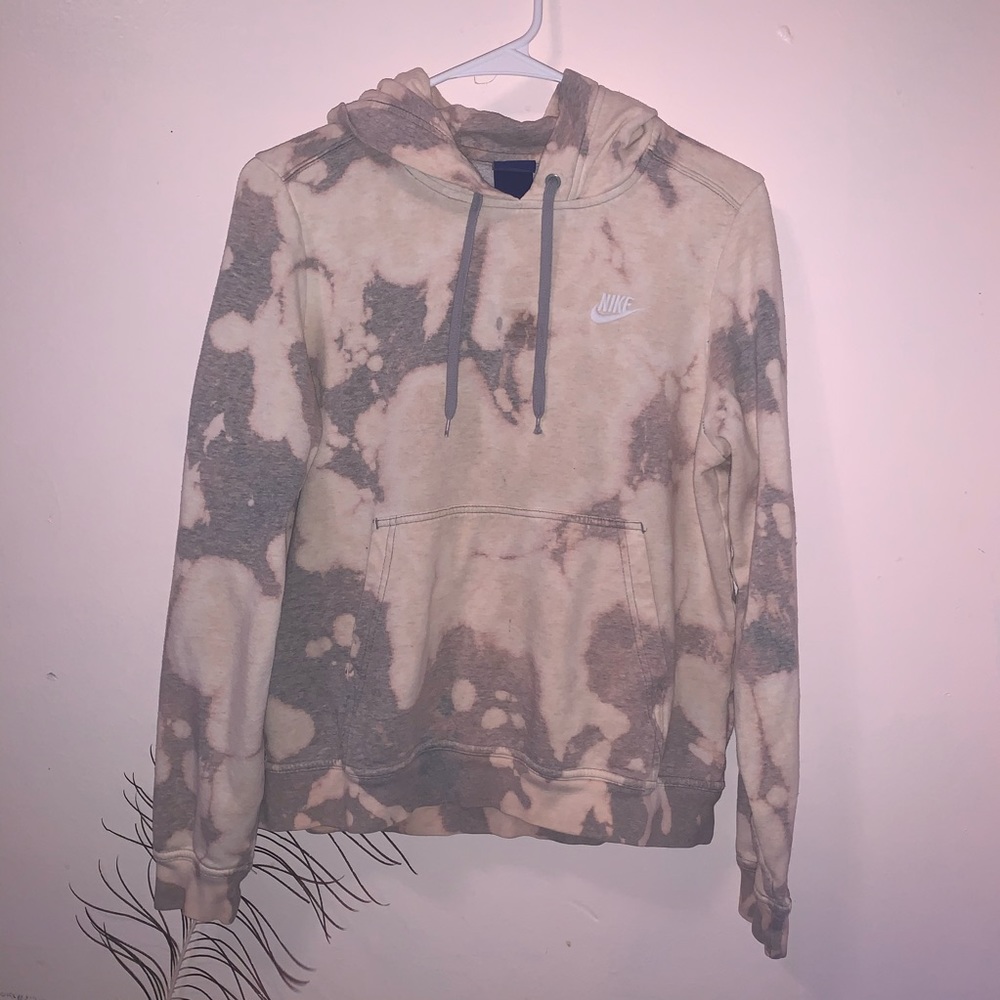 Nike gray hoodie with bleach tie dye